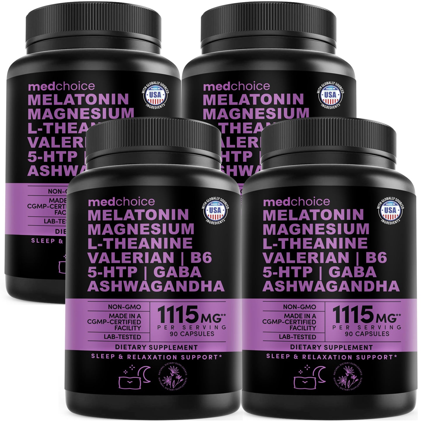 12-in-1 Melatonin Sleep Capsules - Natural Sleep Aids for Adults with Melatonin 5mg