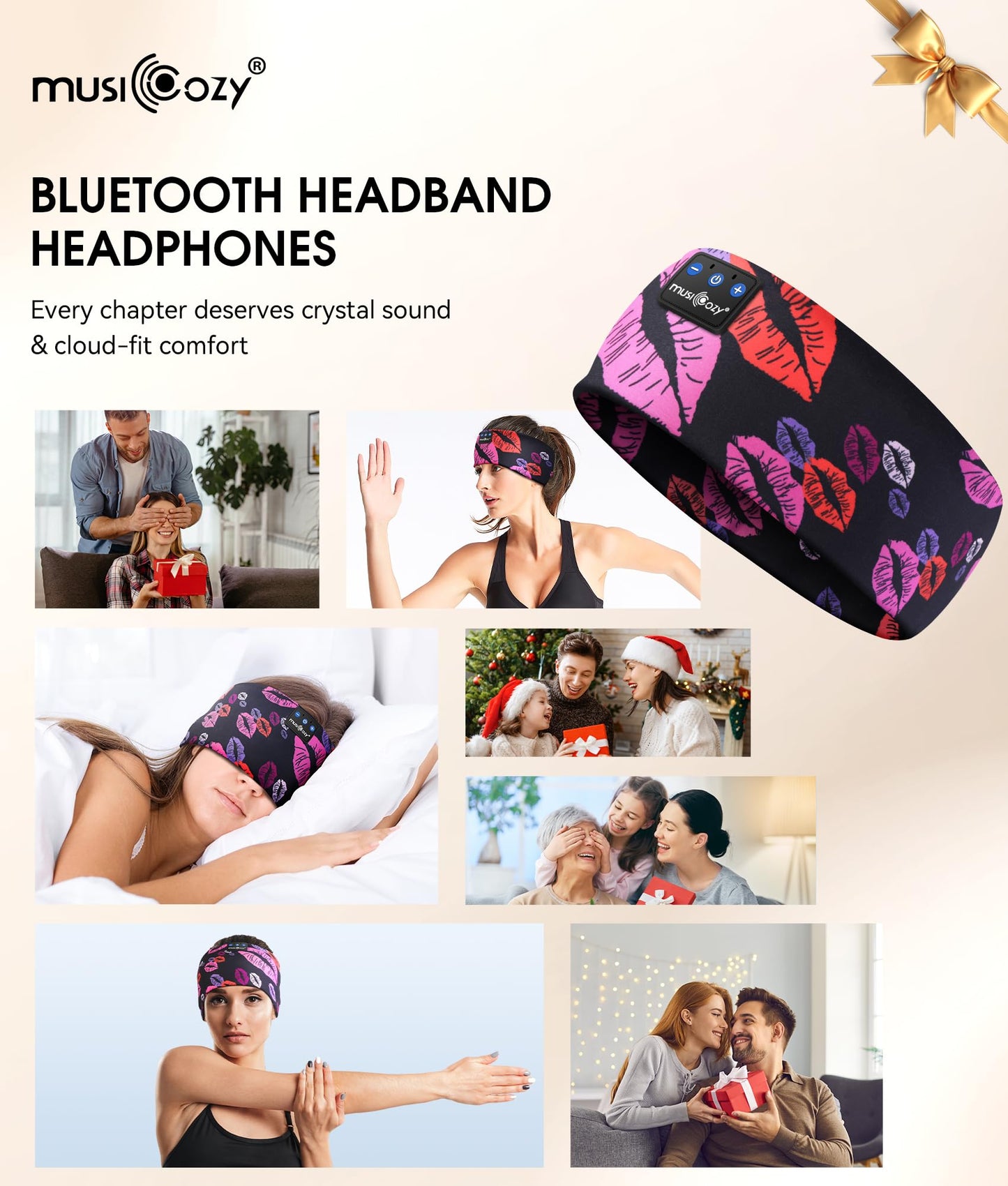 MUSICOZY Sleep Headphones Bluetooth 5.4 Headband, Wireless Earphones
