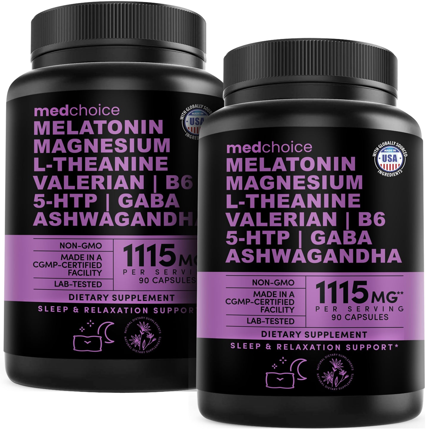 12-in-1 Melatonin Sleep Capsules - Natural Sleep Aids for Adults with Melatonin 5mg