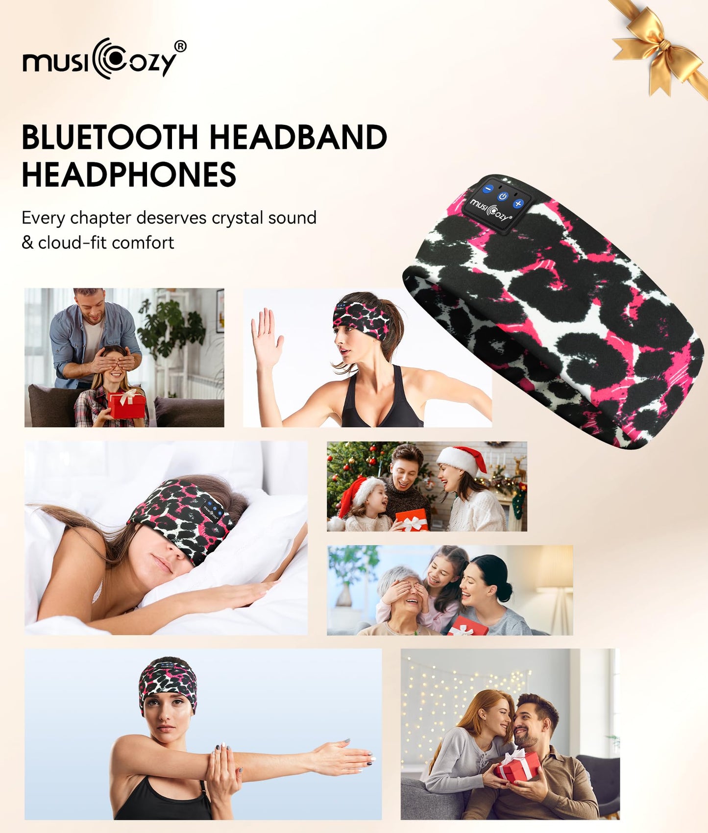 MUSICOZY Sleep Headphones Bluetooth 5.4 Headband, Wireless Earphones