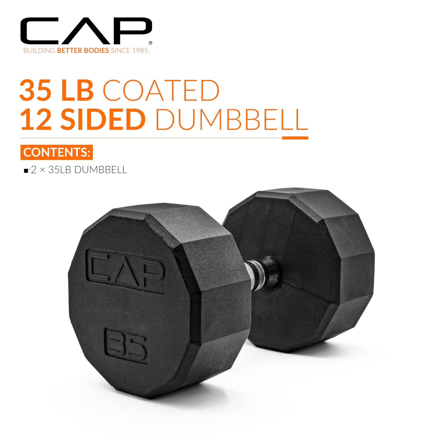 CAP Barbell 10 LB Coated Hex Dumbbell Weight Pair with Black Handle