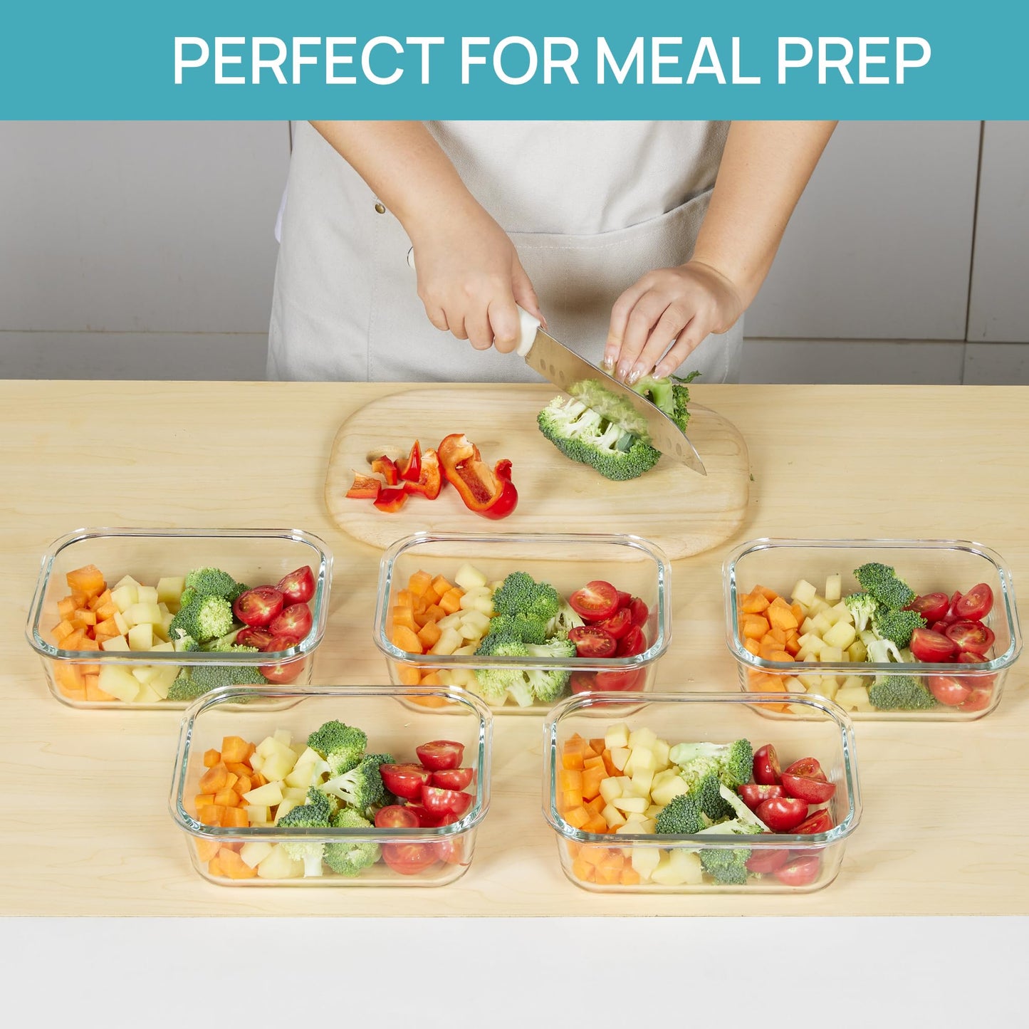 Vtopmart 5Pack 22oz Glass Storage Containers with Lids