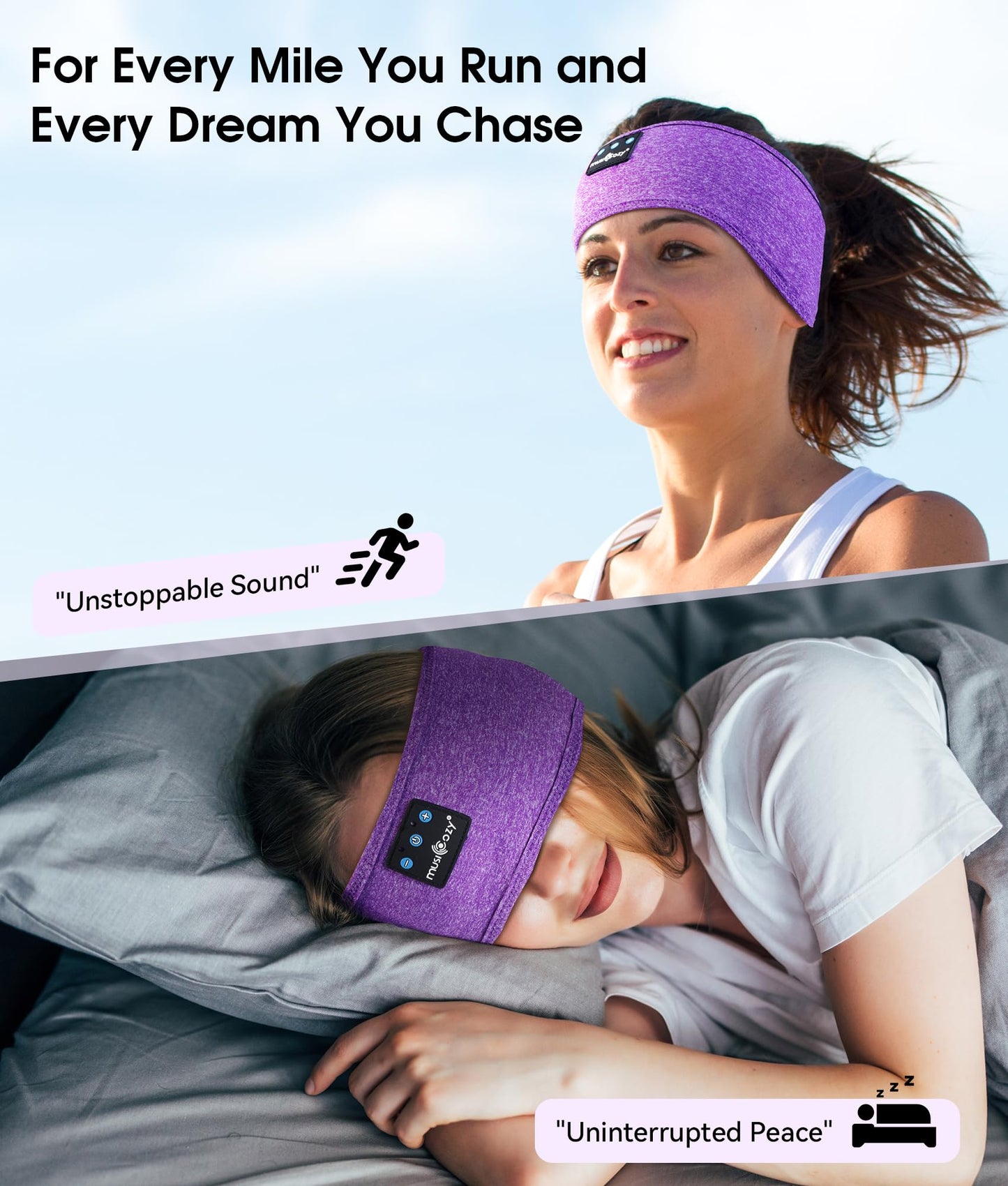 MUSICOZY Sleep Headphones Bluetooth 5.4 Headband, Wireless Earphones