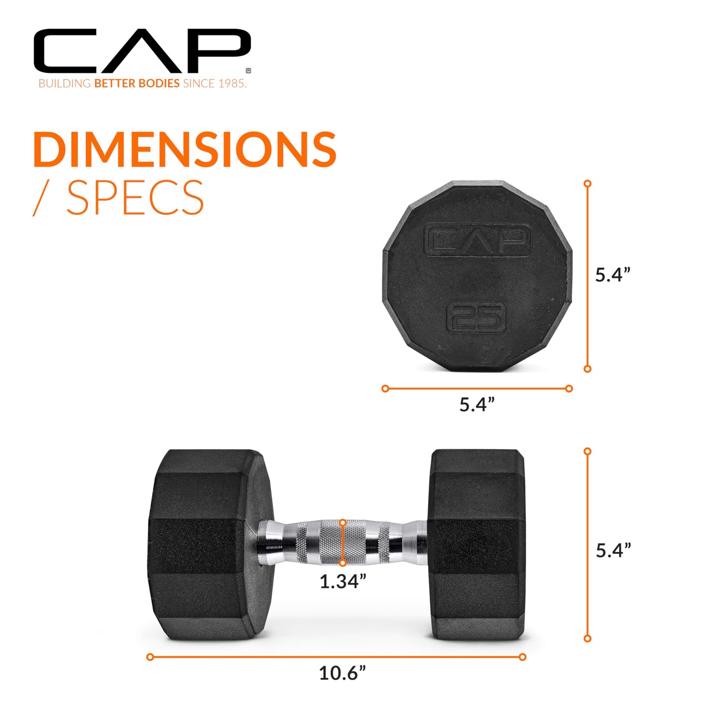 CAP Barbell 10 LB Coated Hex Dumbbell Weight Pair with Black Handle
