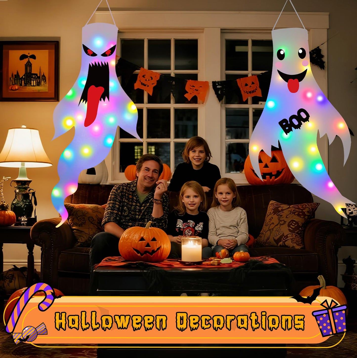 2 Pack LED Halloween Decorations for Indoor & Outdoor Use