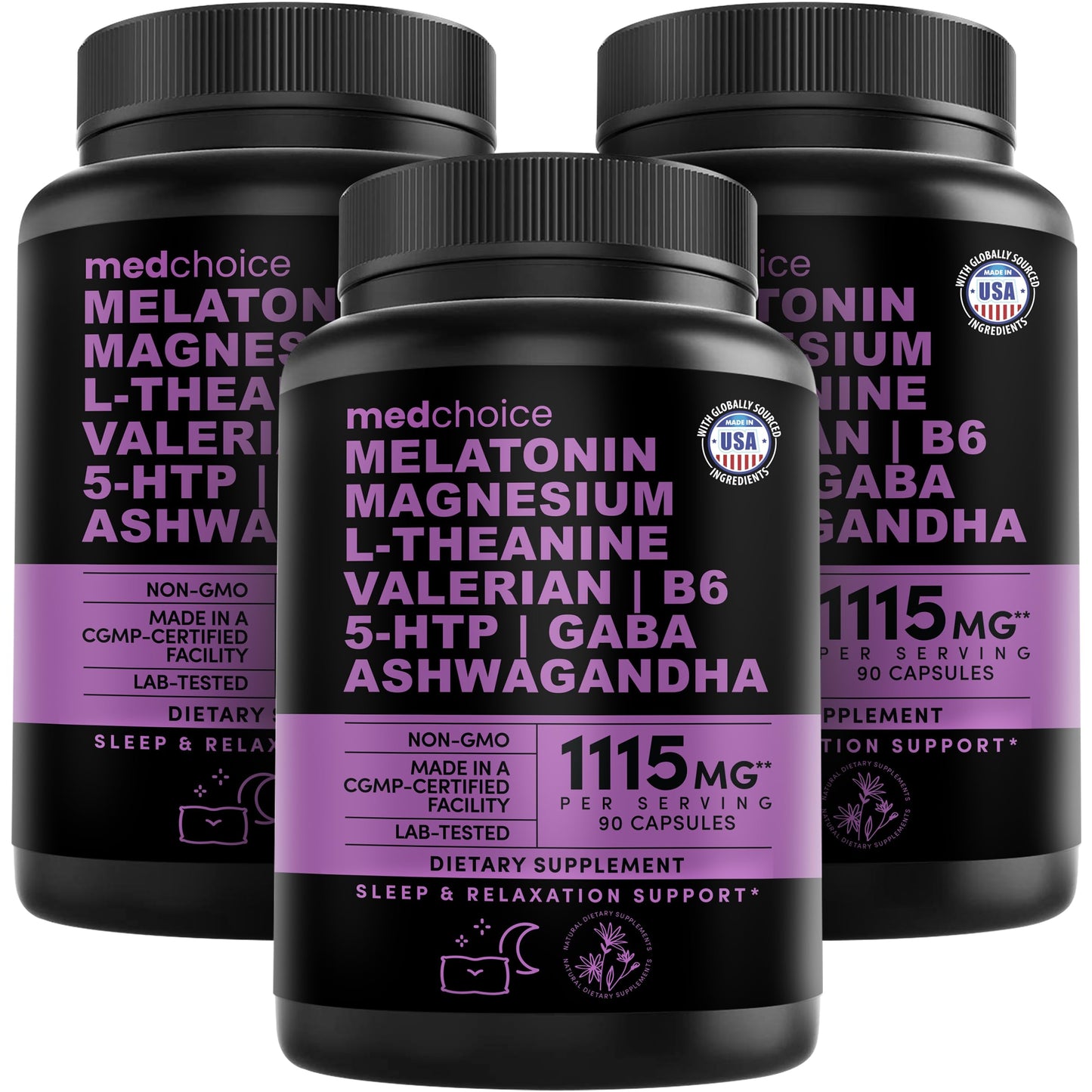 12-in-1 Melatonin Sleep Capsules - Natural Sleep Aids for Adults with Melatonin 5mg