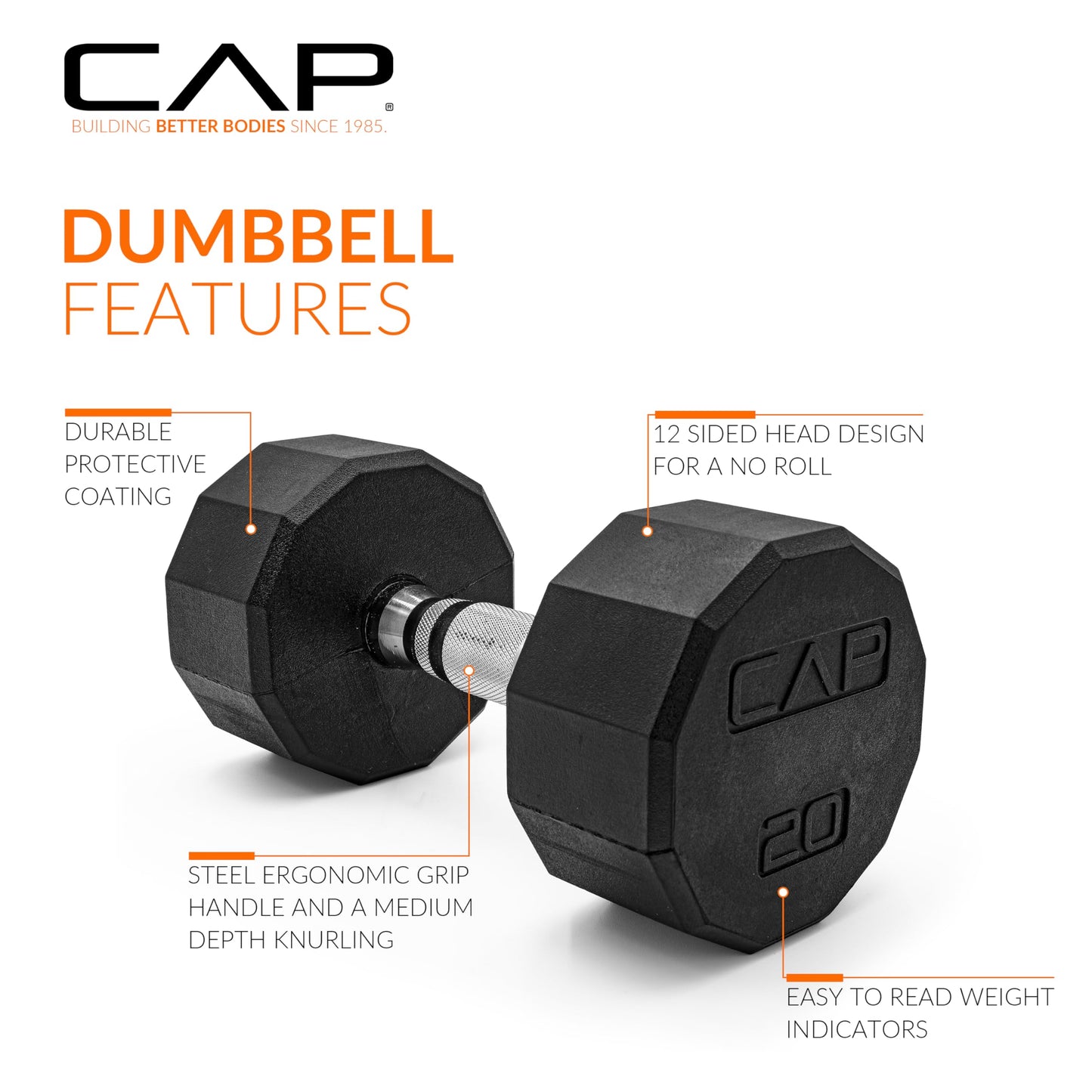 CAP Barbell 10 LB Coated Hex Dumbbell Weight Pair with Black Handle