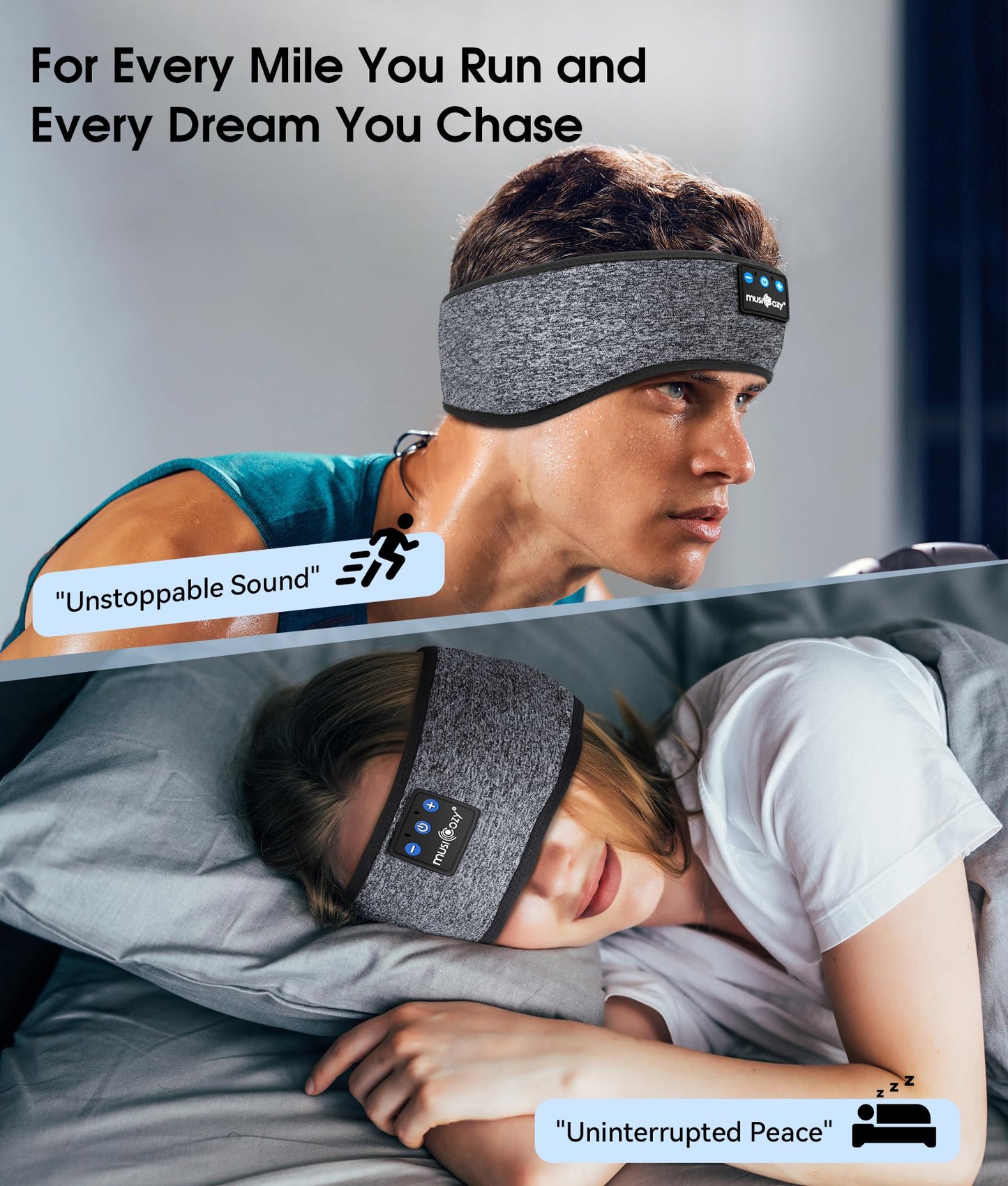 MUSICOZY Sleep Headphones Bluetooth 5.4 Headband, Wireless Earphones