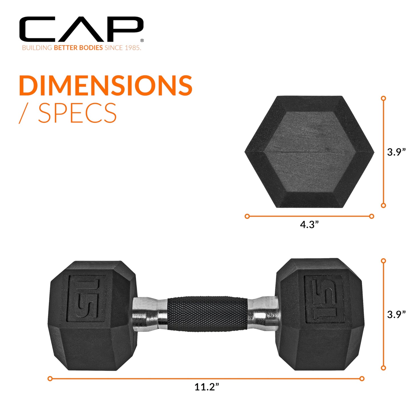 CAP Barbell 10 LB Coated Hex Dumbbell Weight Pair with Black Handle