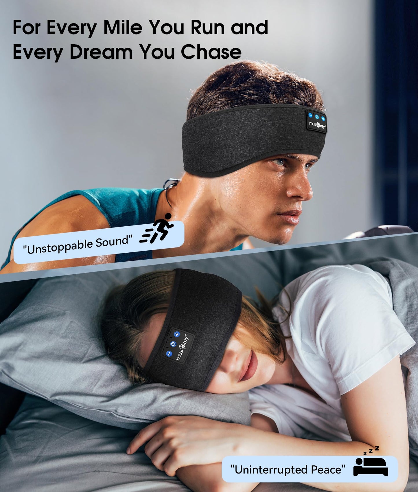 MUSICOZY Sleep Headphones Bluetooth 5.4 Headband, Wireless Earphones