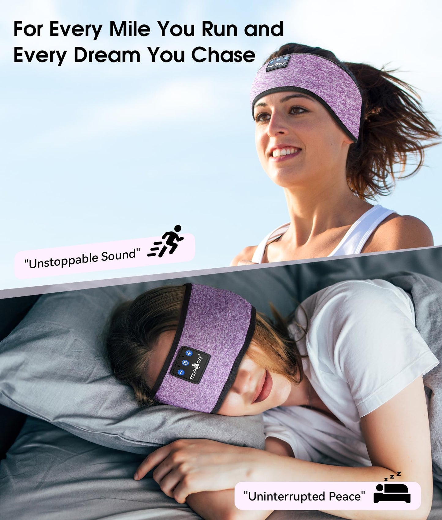 MUSICOZY Sleep Headphones Bluetooth 5.4 Headband, Wireless Earphones