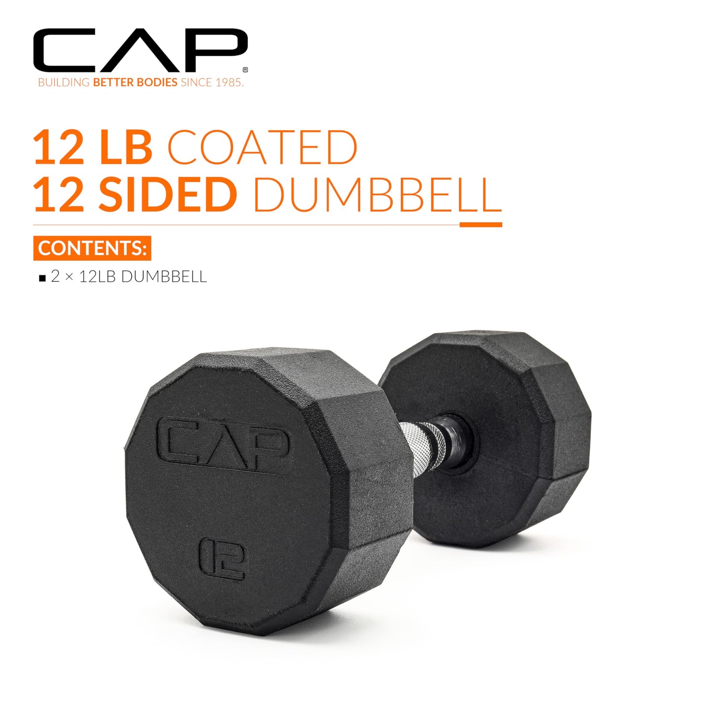 CAP Barbell 10 LB Coated Hex Dumbbell Weight Pair with Black Handle