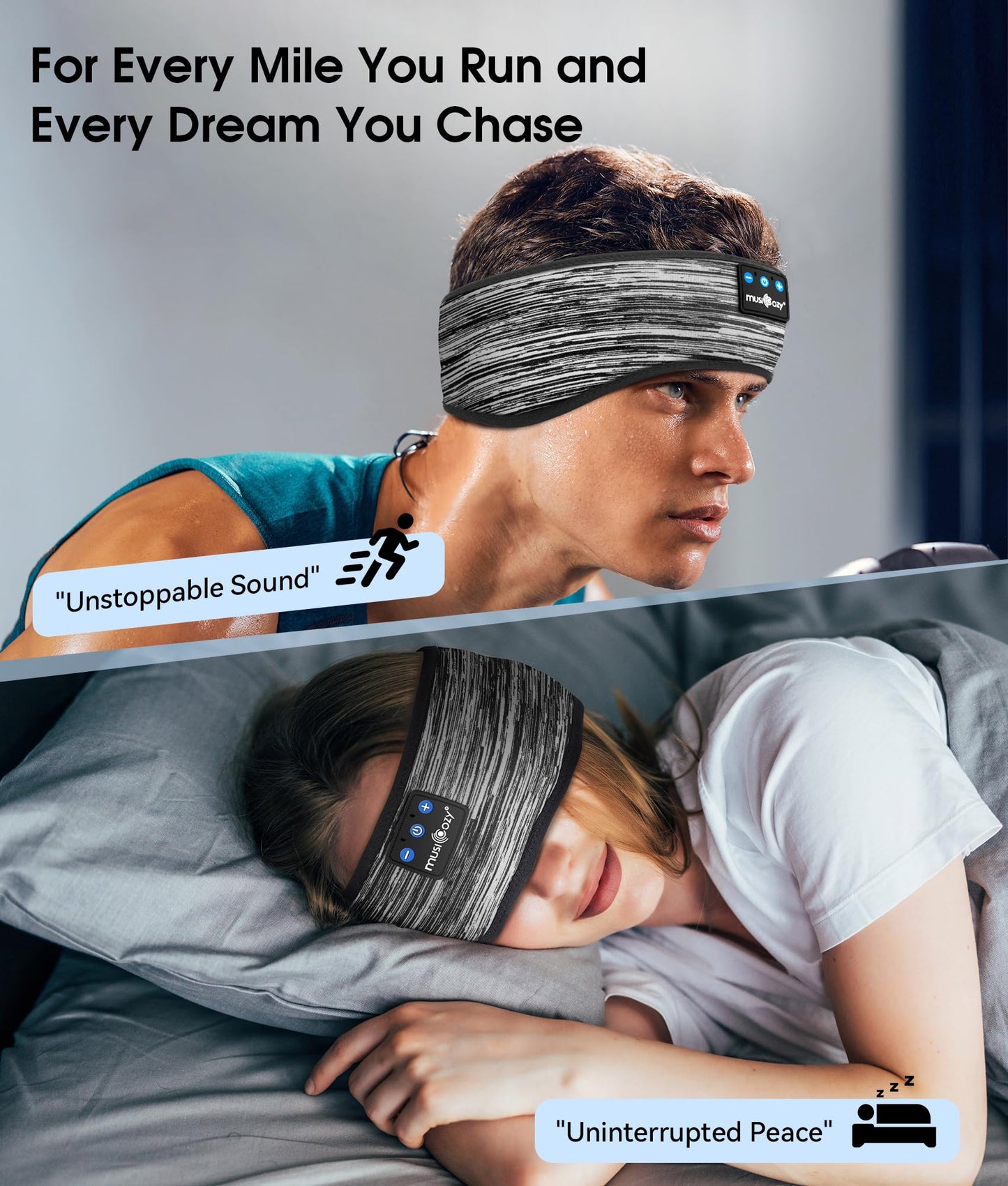 MUSICOZY Sleep Headphones Bluetooth 5.4 Headband, Wireless Earphones