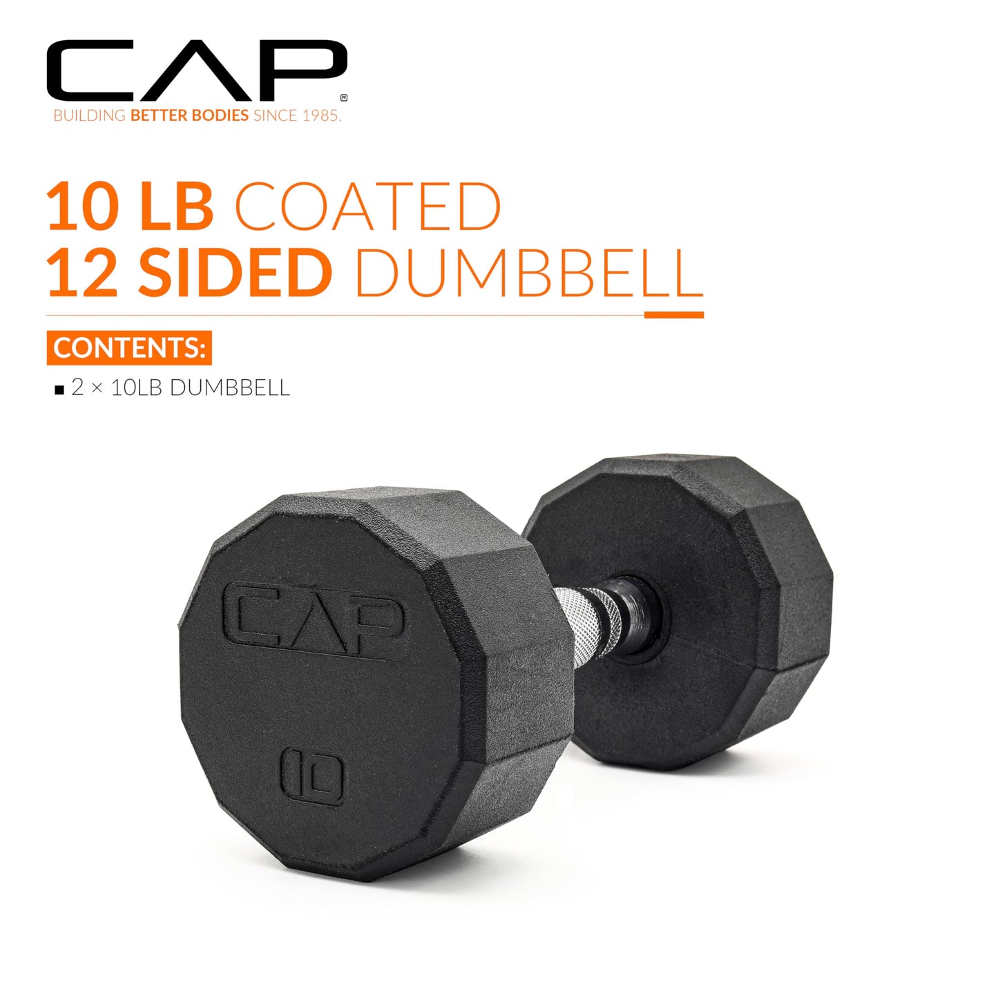 CAP Barbell 10 LB Coated Hex Dumbbell Weight Pair with Black Handle