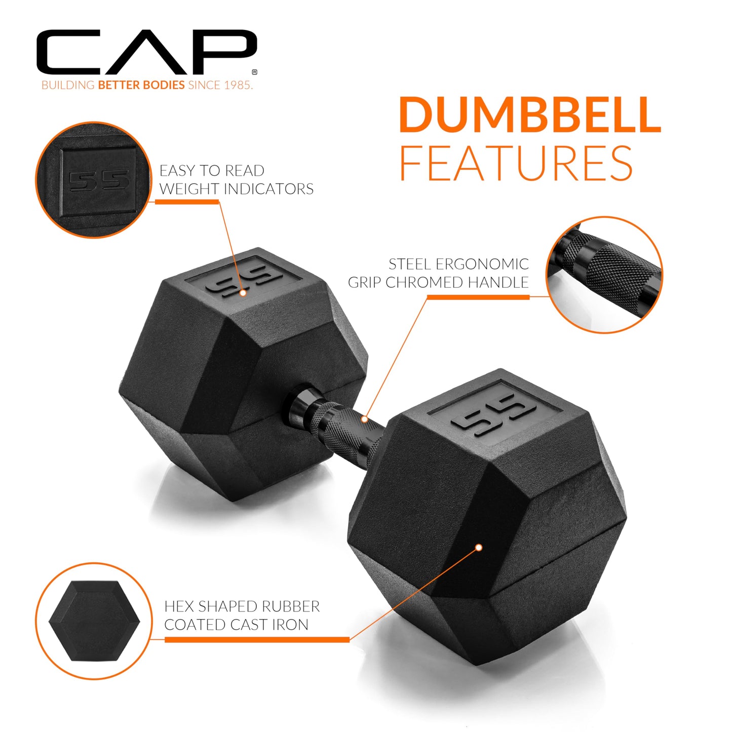 CAP Barbell 10 LB Coated Hex Dumbbell Weight Pair with Black Handle
