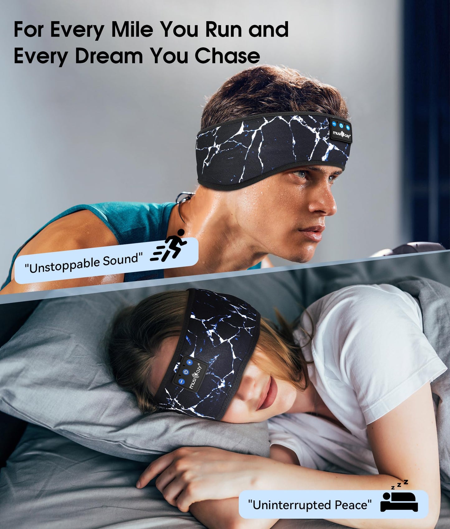MUSICOZY Sleep Headphones Bluetooth 5.4 Headband, Wireless Earphones