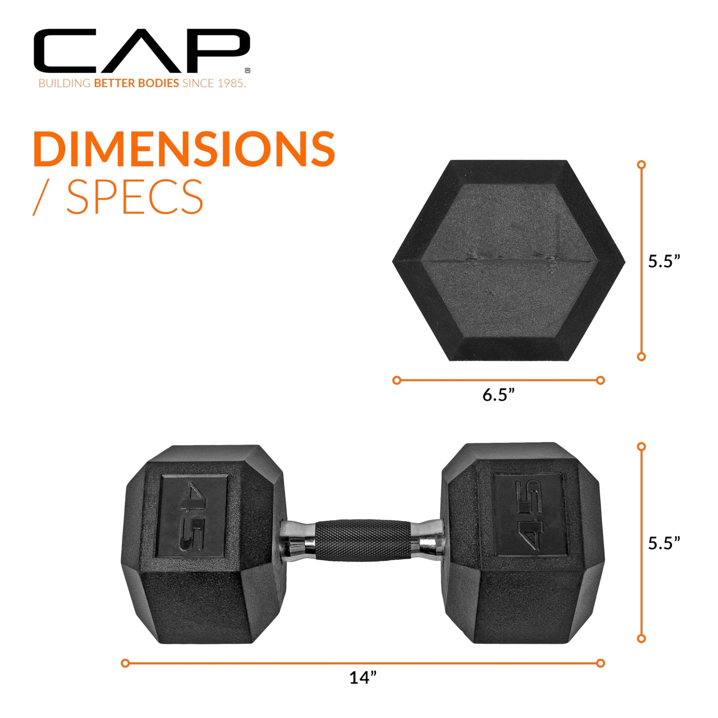 CAP Barbell 10 LB Coated Hex Dumbbell Weight Pair with Black Handle