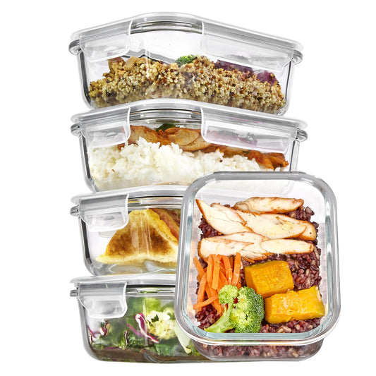 Vtopmart 5Pack 22oz Glass Storage Containers with Lids