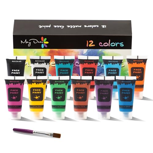 Maydear 12 Colors Face Body Paint Set, Safe Non-Toxic Liquid Paint for Adults and Children
