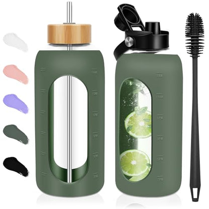 FULBEVY Glass Water Bottles 64 oz