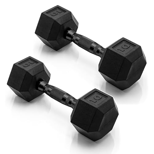 CAP Barbell 10 LB Coated Hex Dumbbell Weight Pair with Black Handle