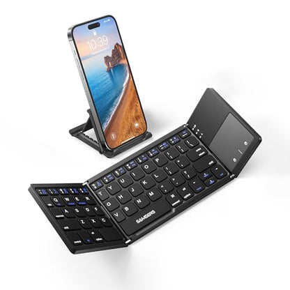 Samsers Foldable Bluetooth Keyboard with Touchpad- Black