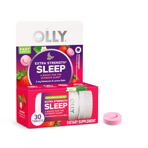 OLLY Extra Strength Sleep Fast Dissolve Tablets, 5mg Melatonin, Vegan, Strawberry - 30ct