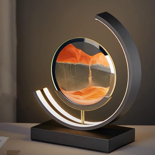 Heuanpte 3D Sand Art Light, Round Sand Picture Lamp with Stand