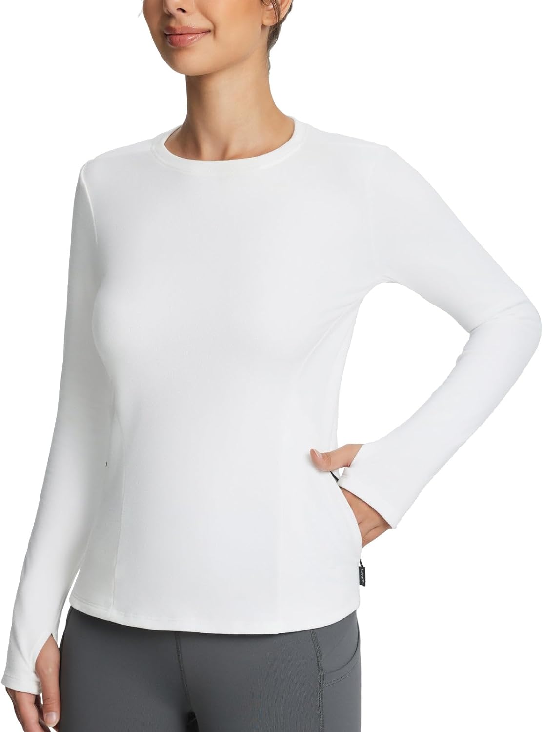 Baleaf Women’s Thermal Fleece Long Sleeve Shirt with Zipper Pocket