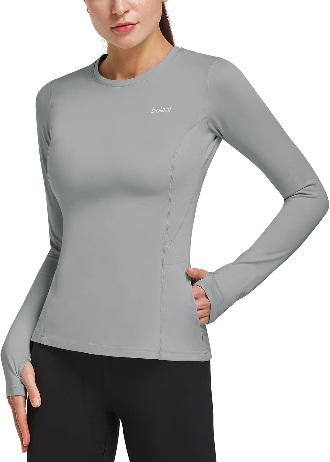 Baleaf Women’s Thermal Fleece Long Sleeve Shirt with Zipper Pocket