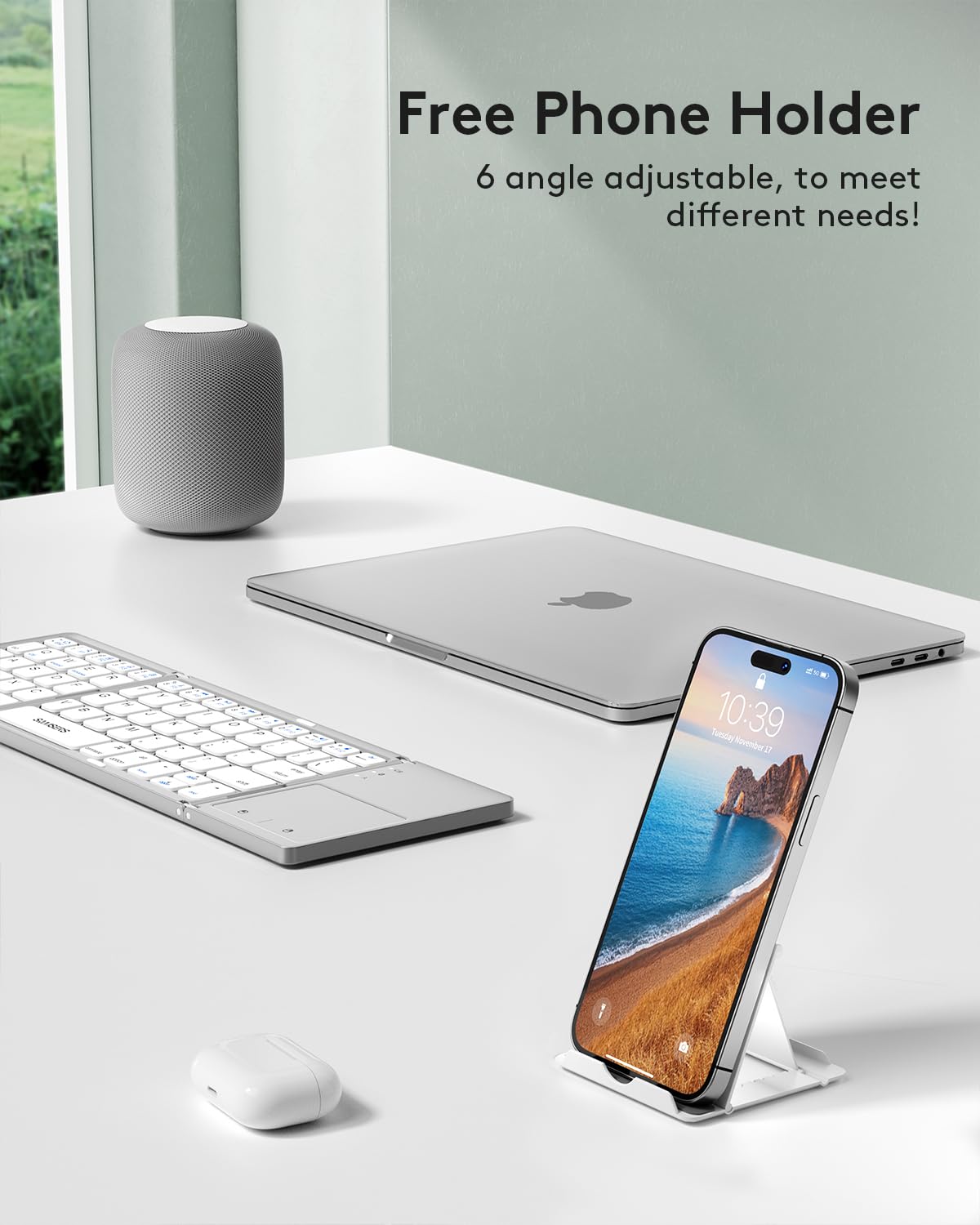 Samsers Foldable Bluetooth Keyboard with Touchpad- Black