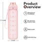 Alwager 32oz Motivational Water Bottles with Time Marker & Fruit Strainer