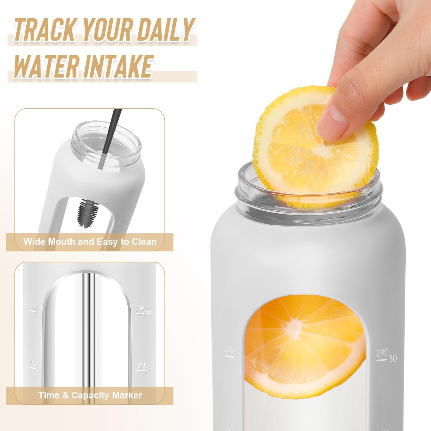 FULBEVY Glass Water Bottles 64 oz