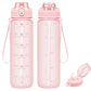 Alwager 32oz Motivational Water Bottles with Time Marker & Fruit Strainer