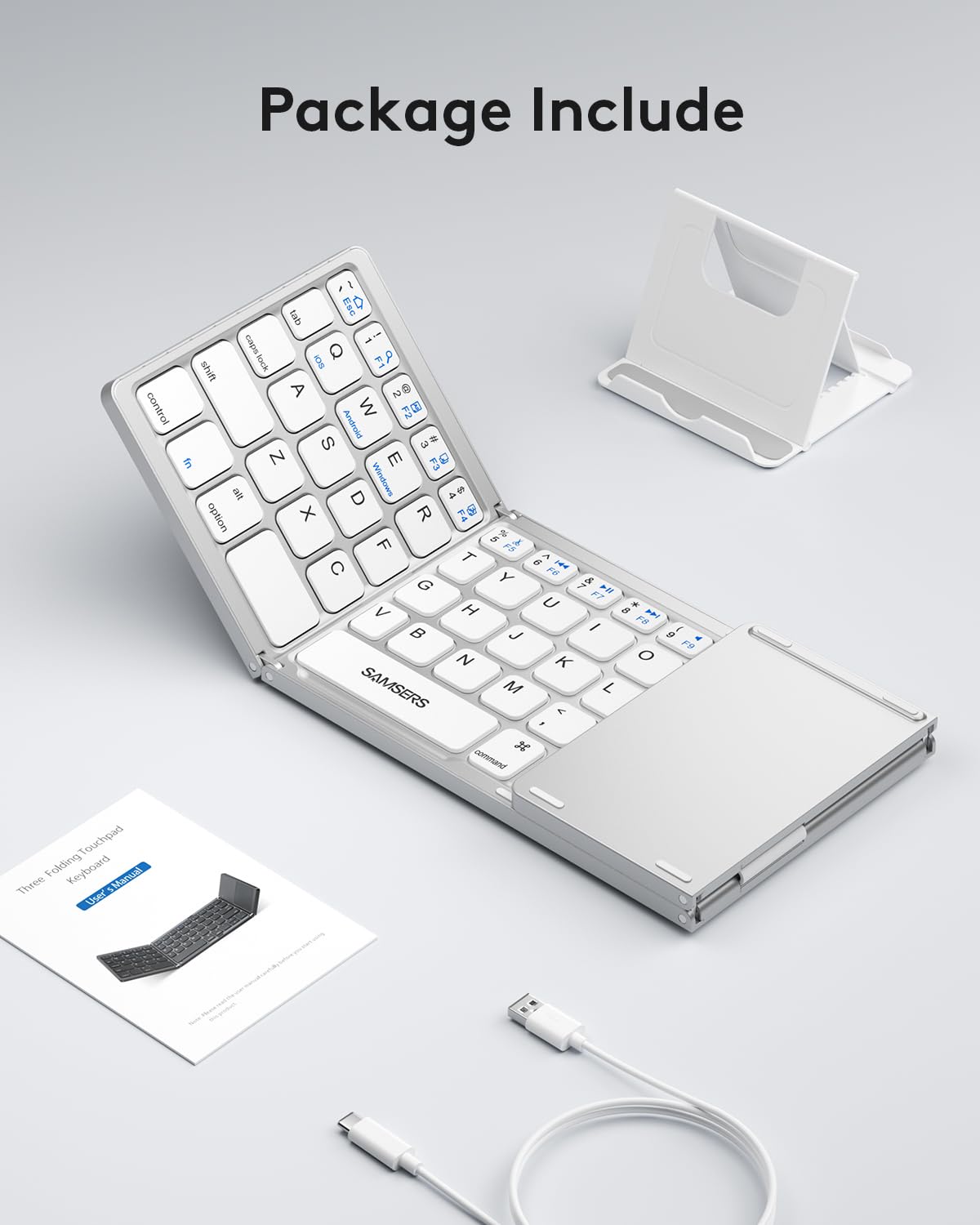 Samsers Foldable Bluetooth Keyboard with Touchpad- Black