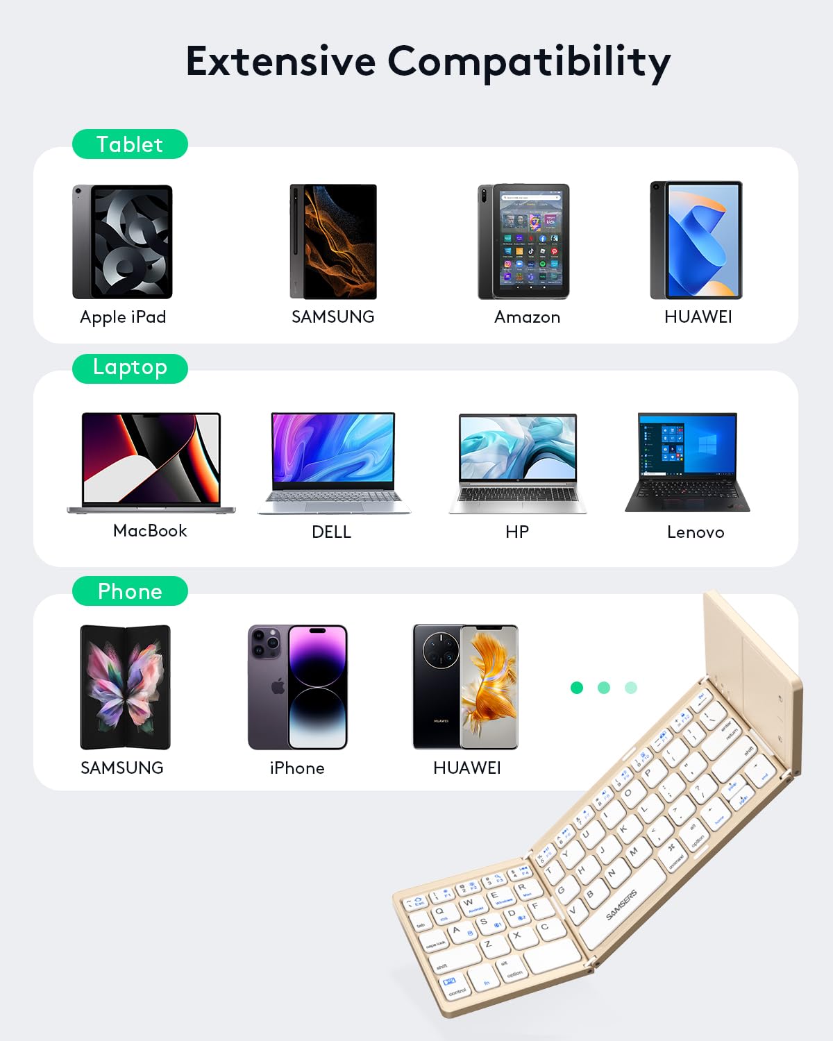 Samsers Foldable Bluetooth Keyboard with Touchpad- Black