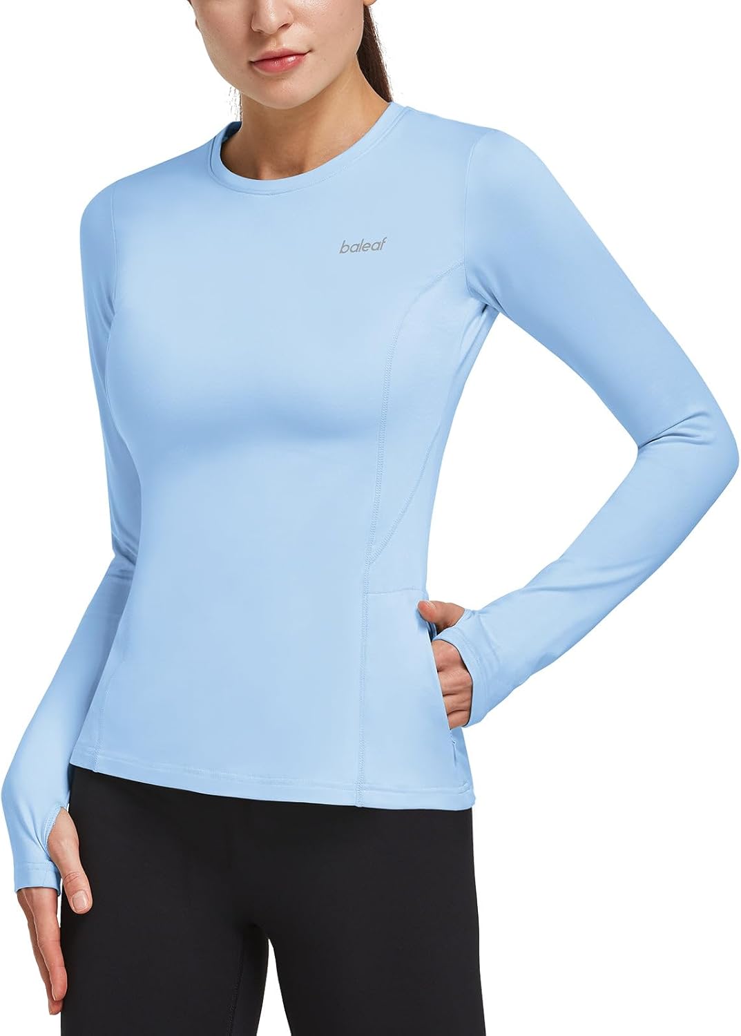 Baleaf Women’s Thermal Fleece Long Sleeve Shirt with Zipper Pocket