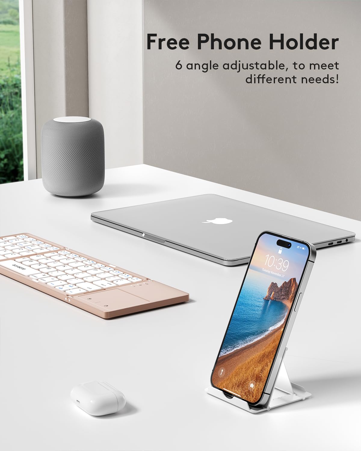 Samsers Foldable Bluetooth Keyboard with Touchpad- Black