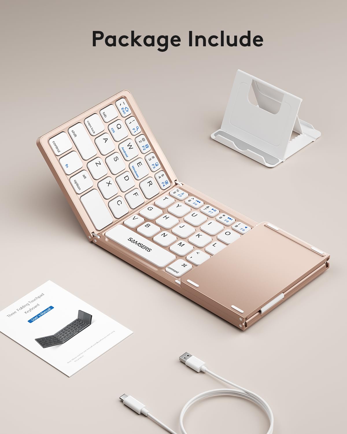 Samsers Foldable Bluetooth Keyboard with Touchpad- Black