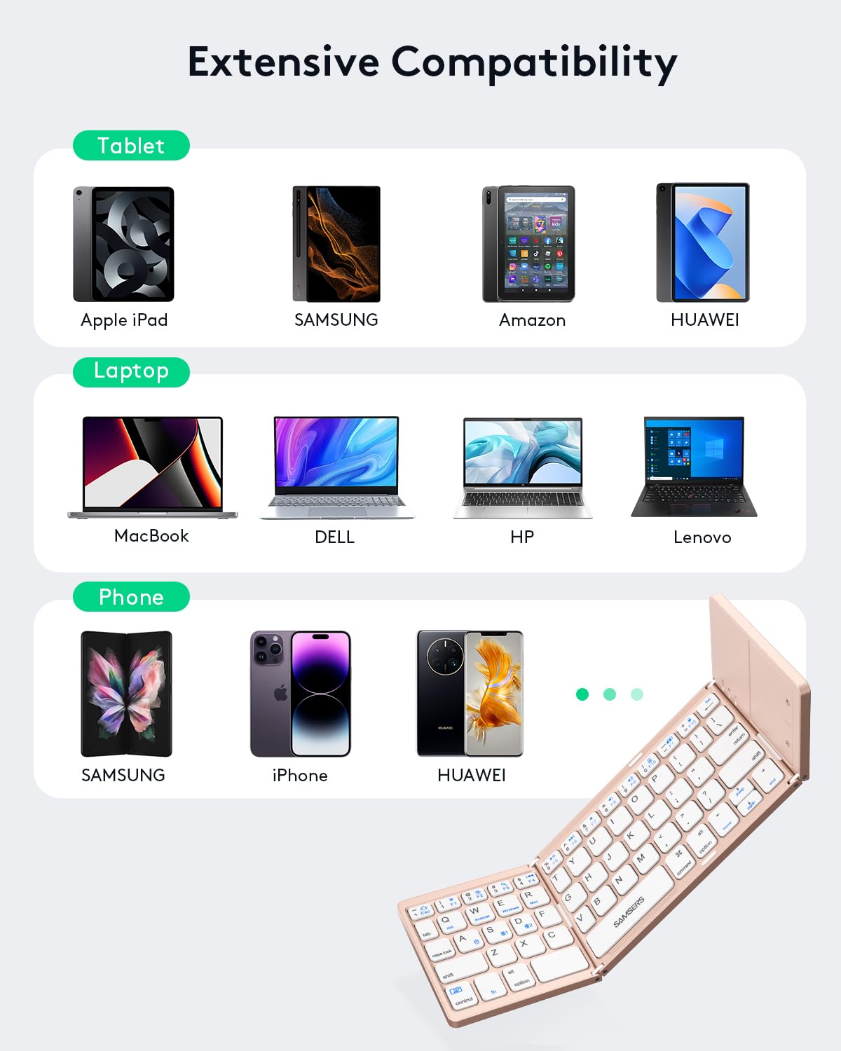 Samsers Foldable Bluetooth Keyboard with Touchpad- Black