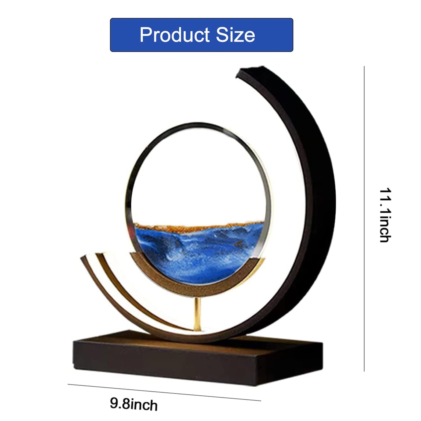 Heuanpte 3D Sand Art Light, Round Sand Picture Lamp with Stand