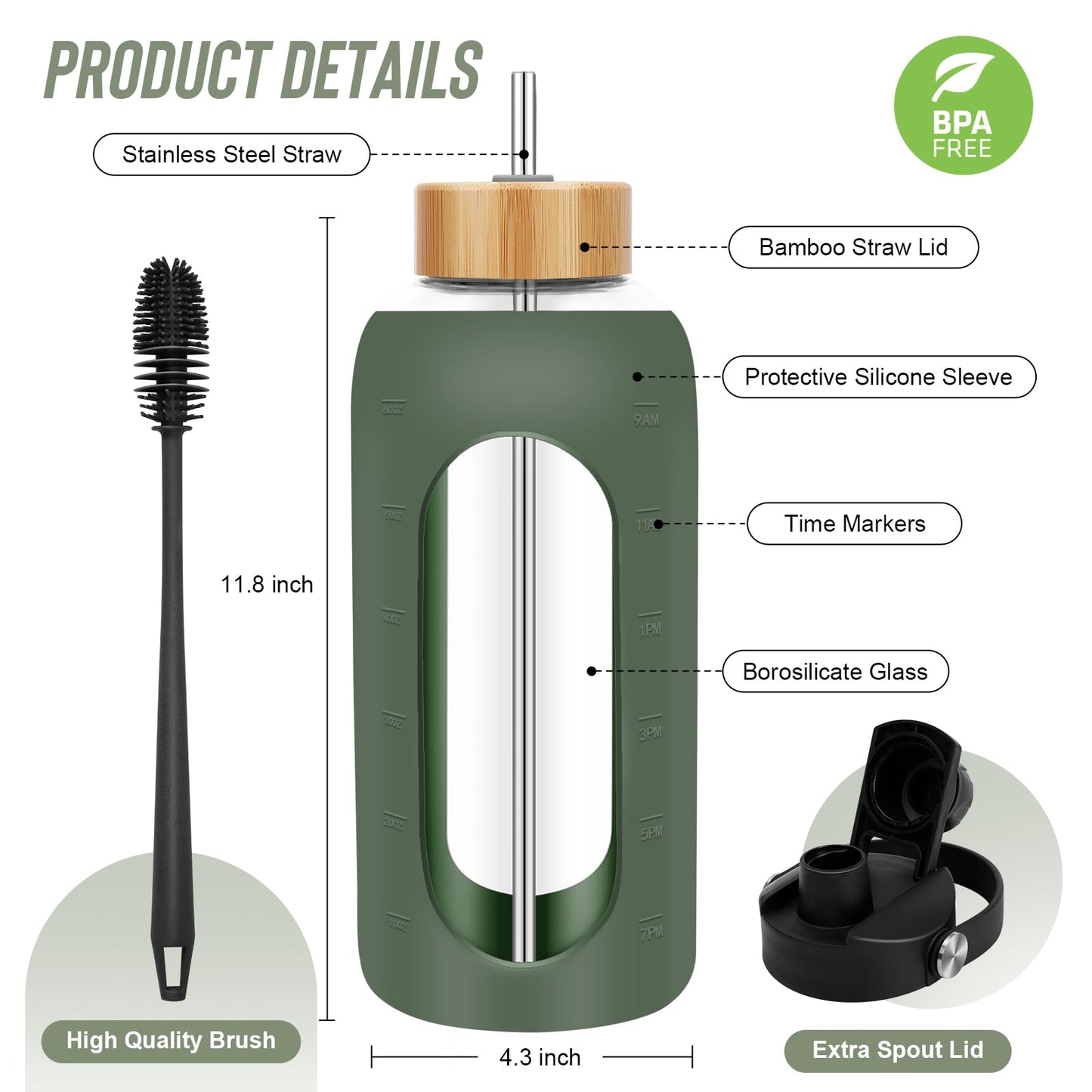 FULBEVY Glass Water Bottles 64 oz