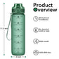 Alwager 32oz Motivational Water Bottles with Time Marker & Fruit Strainer