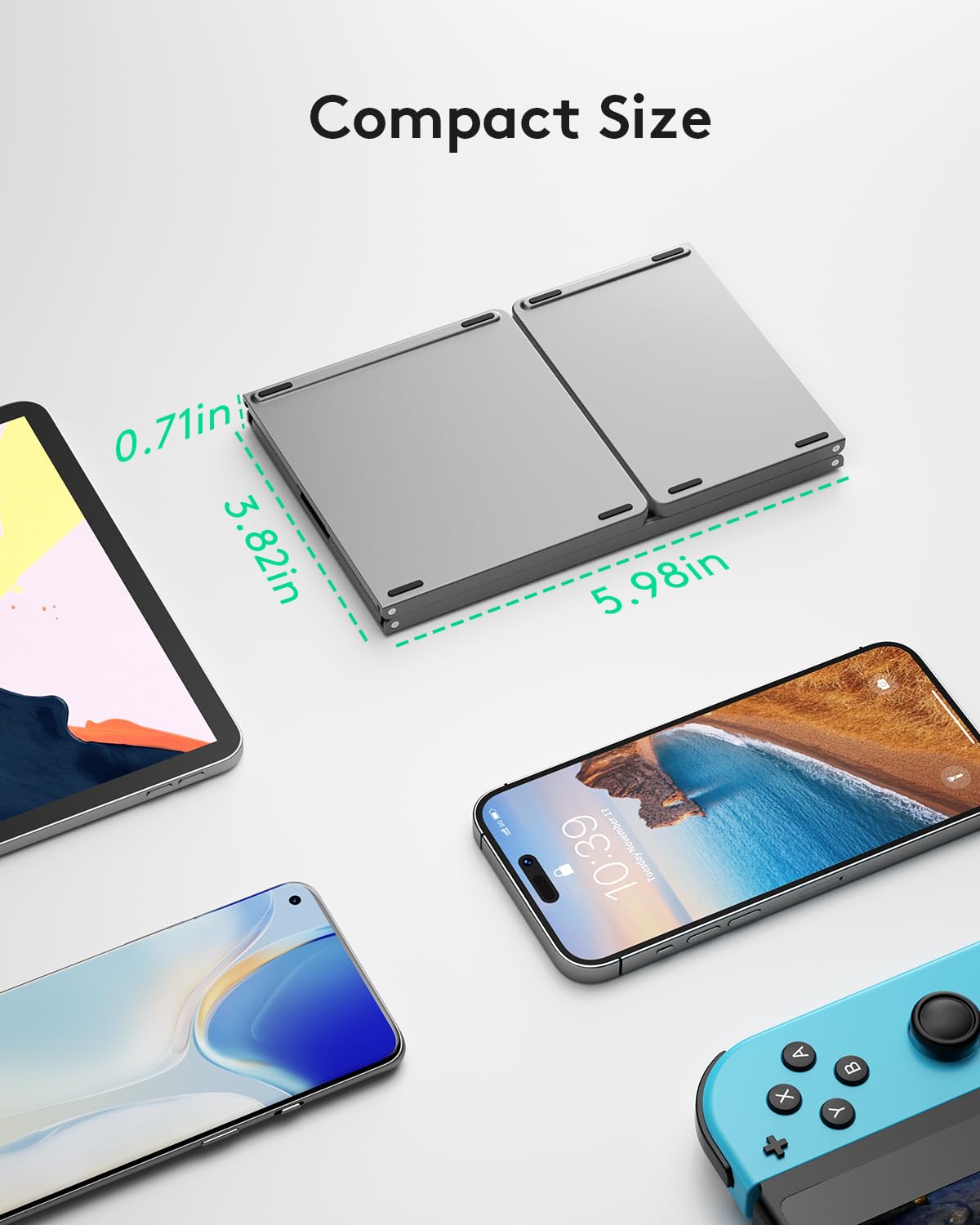 Samsers Foldable Bluetooth Keyboard with Touchpad- Black