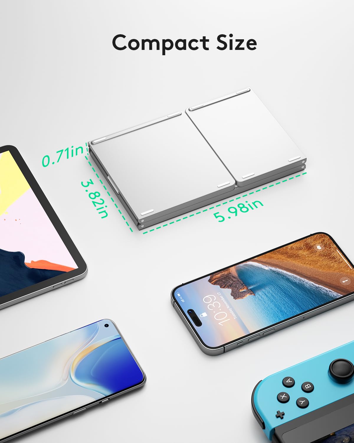 Samsers Foldable Bluetooth Keyboard with Touchpad- Black