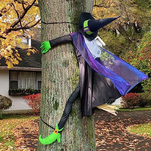 POPGIFTU 64" Large Crashing Witch into Tree Halloween Outdoor Decoration