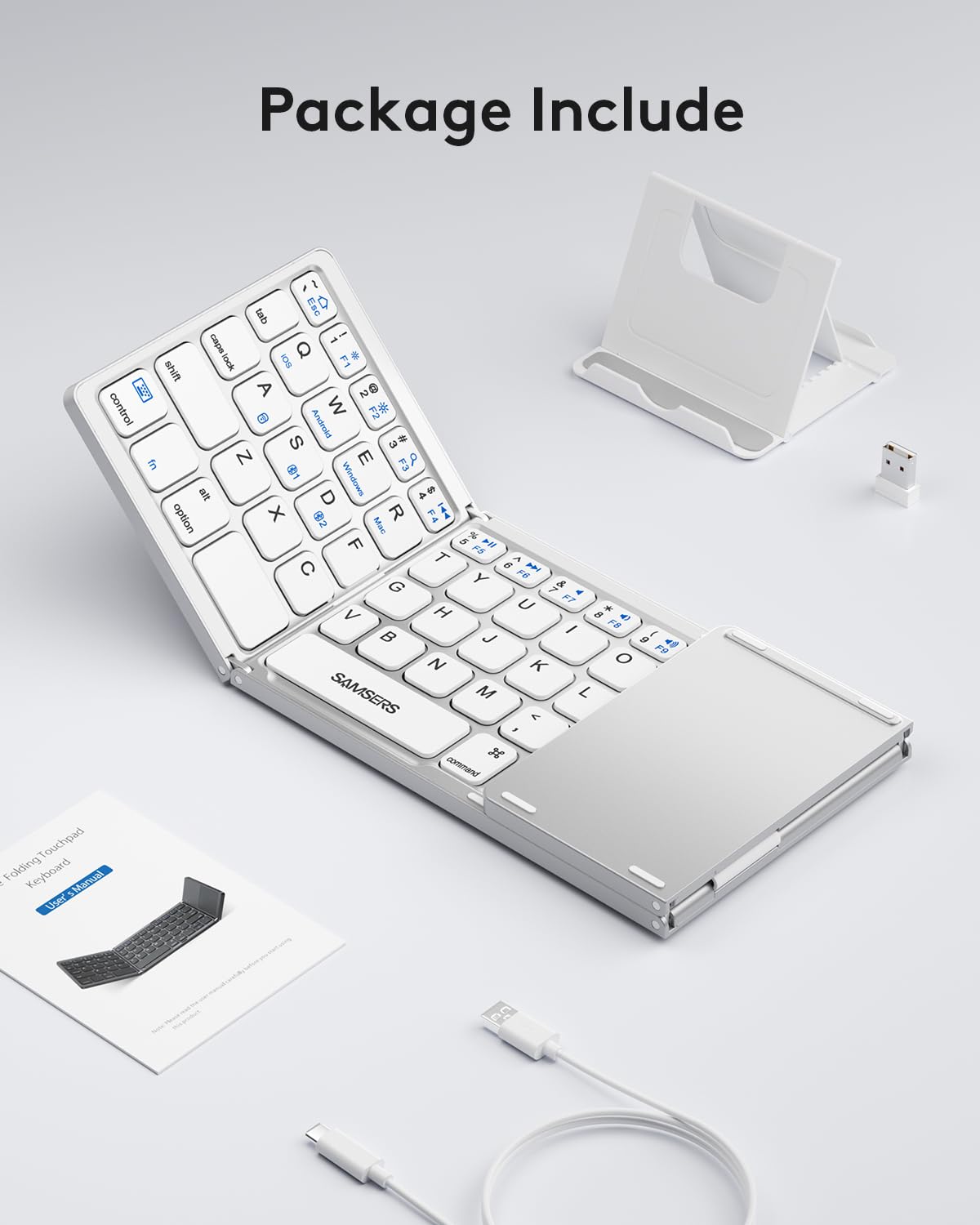 Samsers Foldable Bluetooth Keyboard with Touchpad- Black