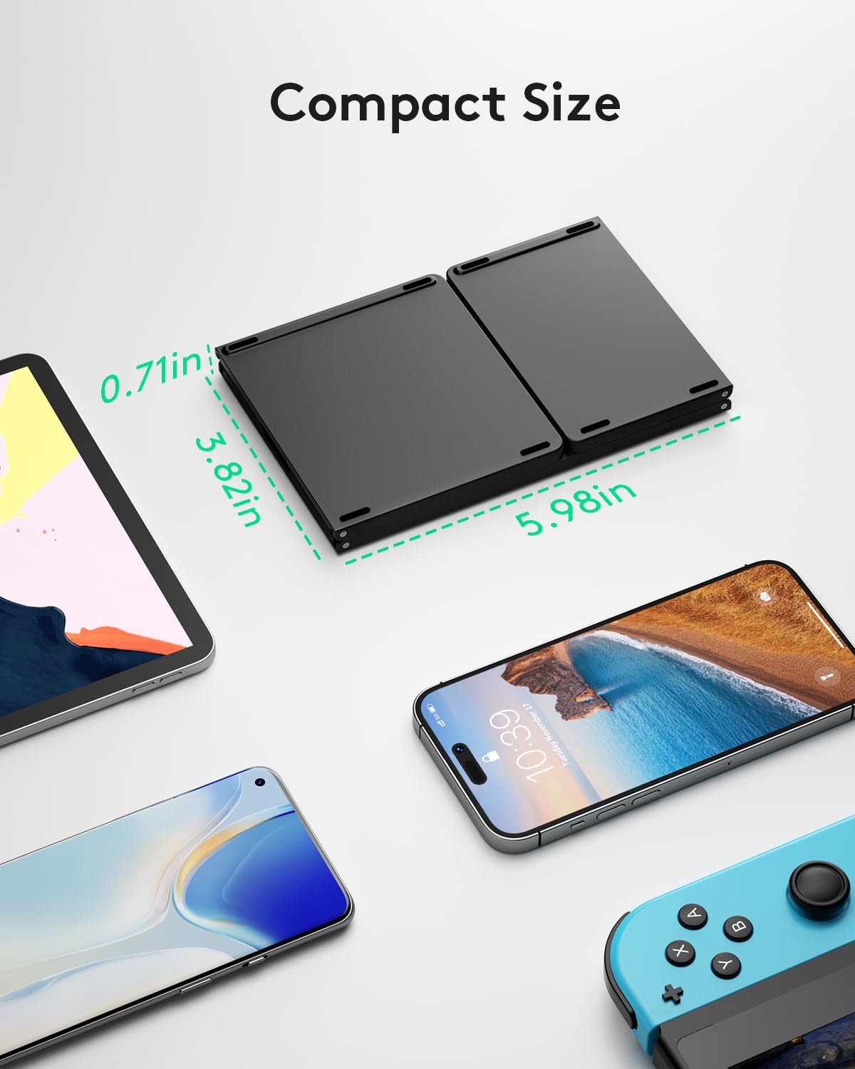 Samsers Foldable Bluetooth Keyboard with Touchpad- Black