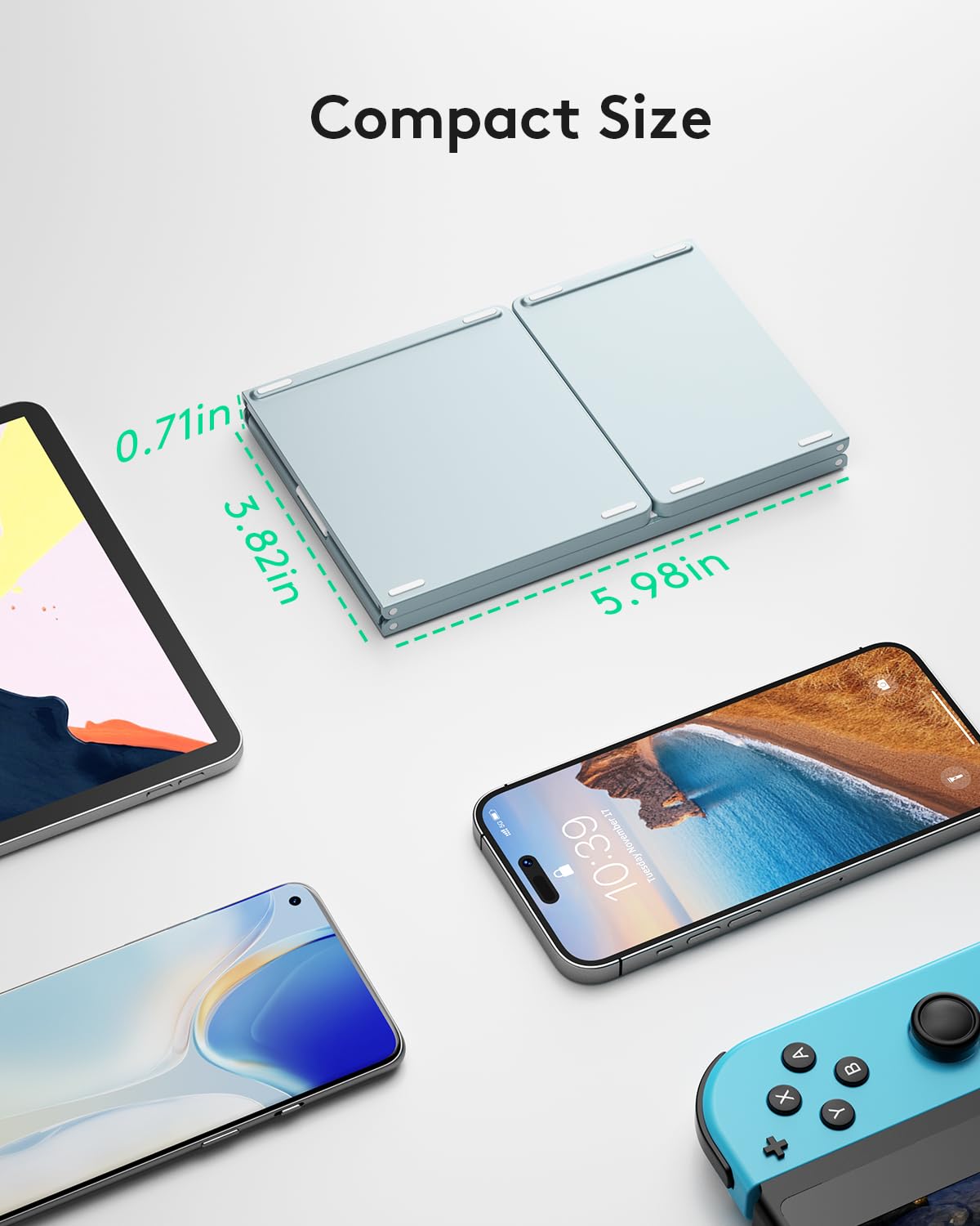 Samsers Foldable Bluetooth Keyboard with Touchpad- Black