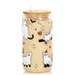 Joyseller Halloween Glass Cup, 18oz Cute Ghost Cat Iced Coffee Can Glass Tumbler